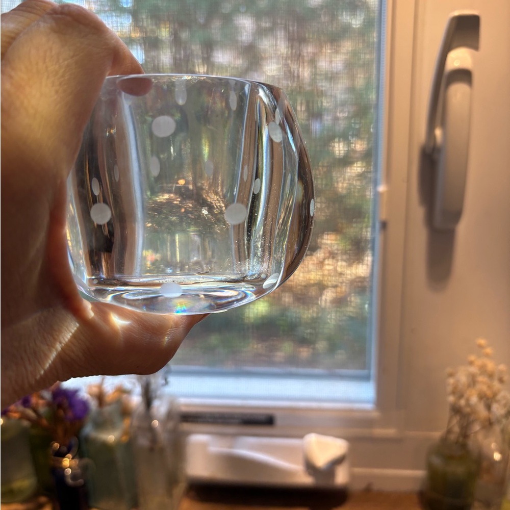 Kate Spade Larabee Dot Full Lead Crystal Votive with White Dots NIB